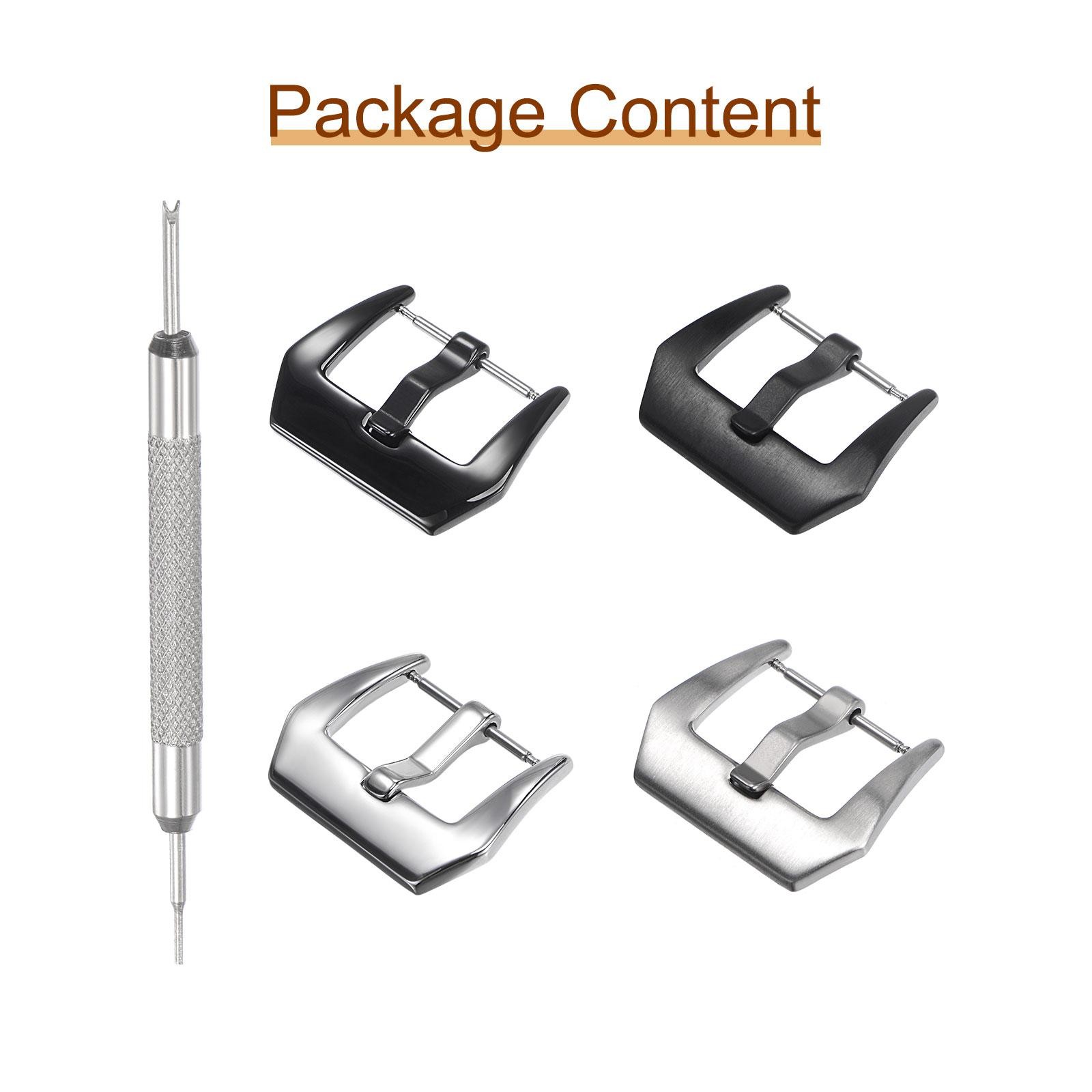 20mm Width SUS304 Frosted Polished Buckle Silver Black with Spring Bar Remover
