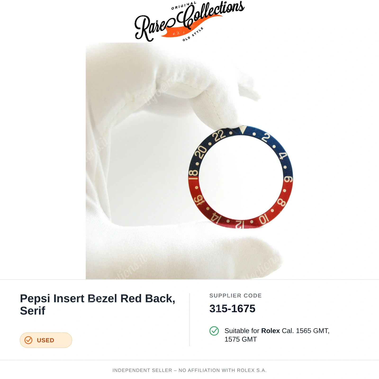 Pepsi Insert Bezel Red Back, Serif for Rolex (cod. 315-1675) — Used Good Conditi
