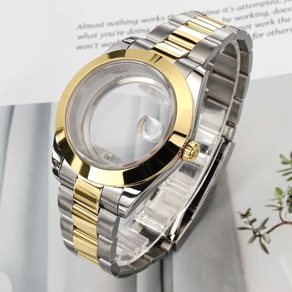 36mm/39mm Smooth Bezel Oyster Watch Cases Band Sapphire For Seiko NH35 Movement
