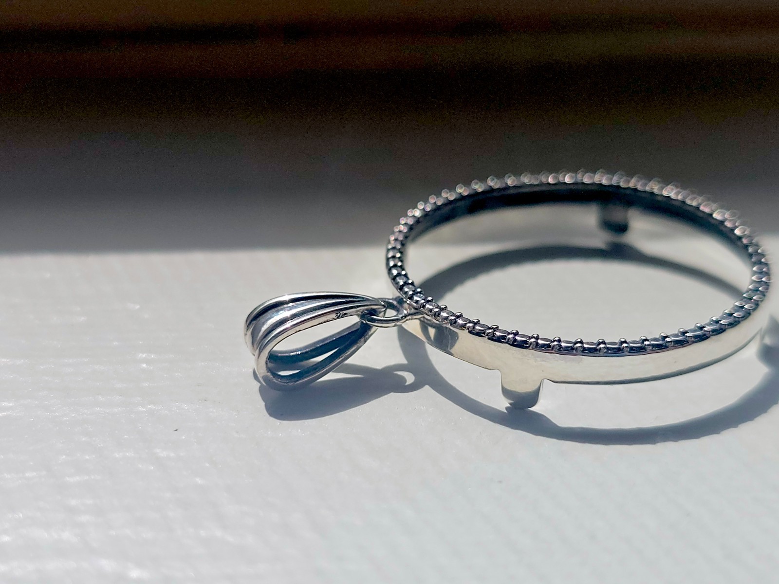925 Sterling Silver Prong Back Illusion Edge Bezel for 26mm Susan B Anthony