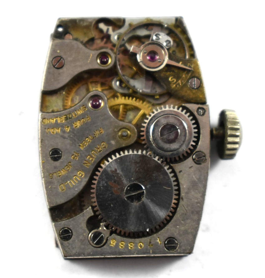 Vintage Gruen Manual Wind 15J 157 Wrist Watch Movement lot.wh