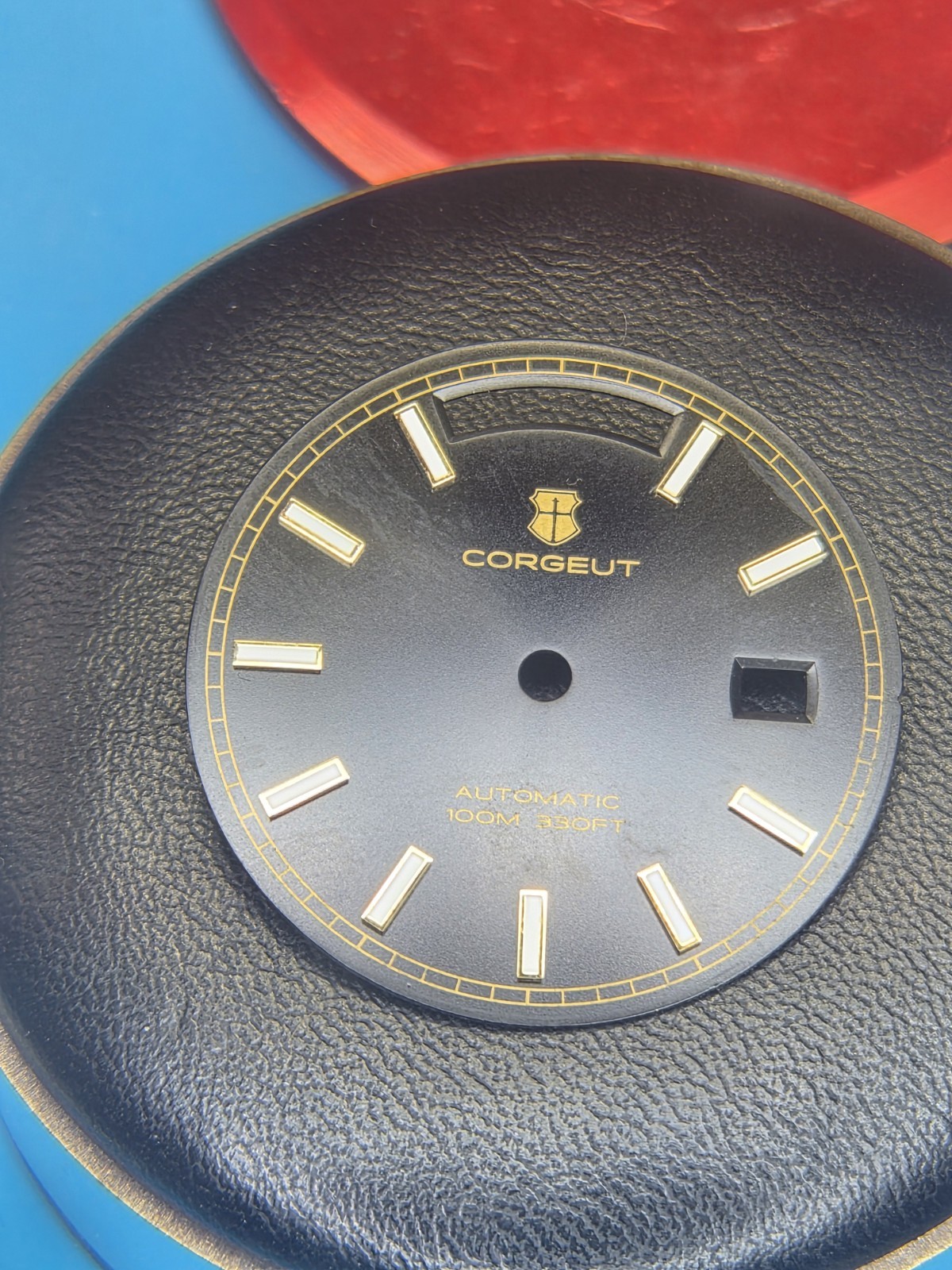 28.5mm Black Corguet Day Date Black Dial Datejust Style Lume Applied Indices