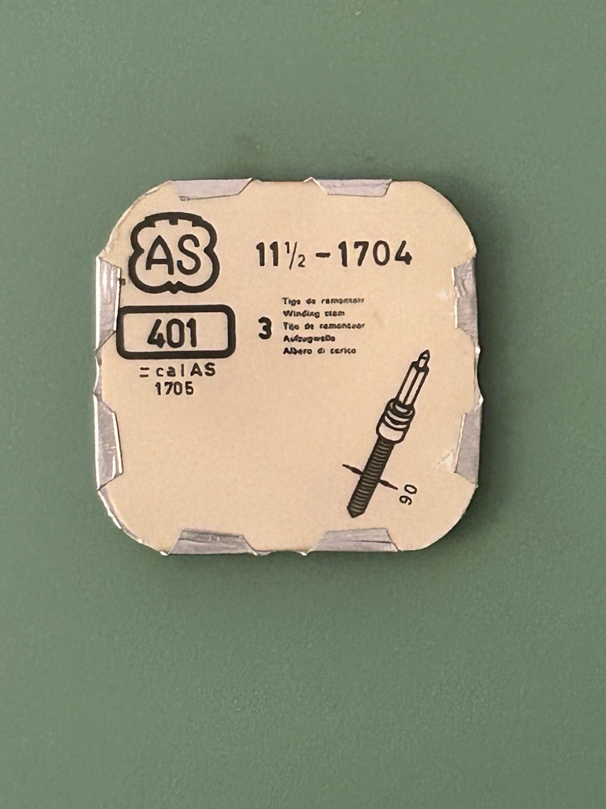 A. Schild – Cal. 1704 – Stem – Part #401 – .9 mm – Tap 10 – NOS – Sealed