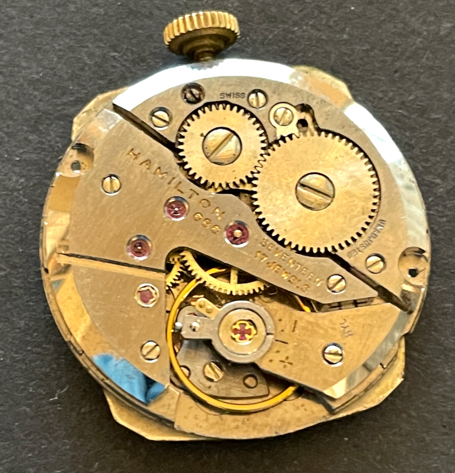 Vintage Hamilton Cal 686 Men’s Watch Movement Parts Good Balance 17j Swiss