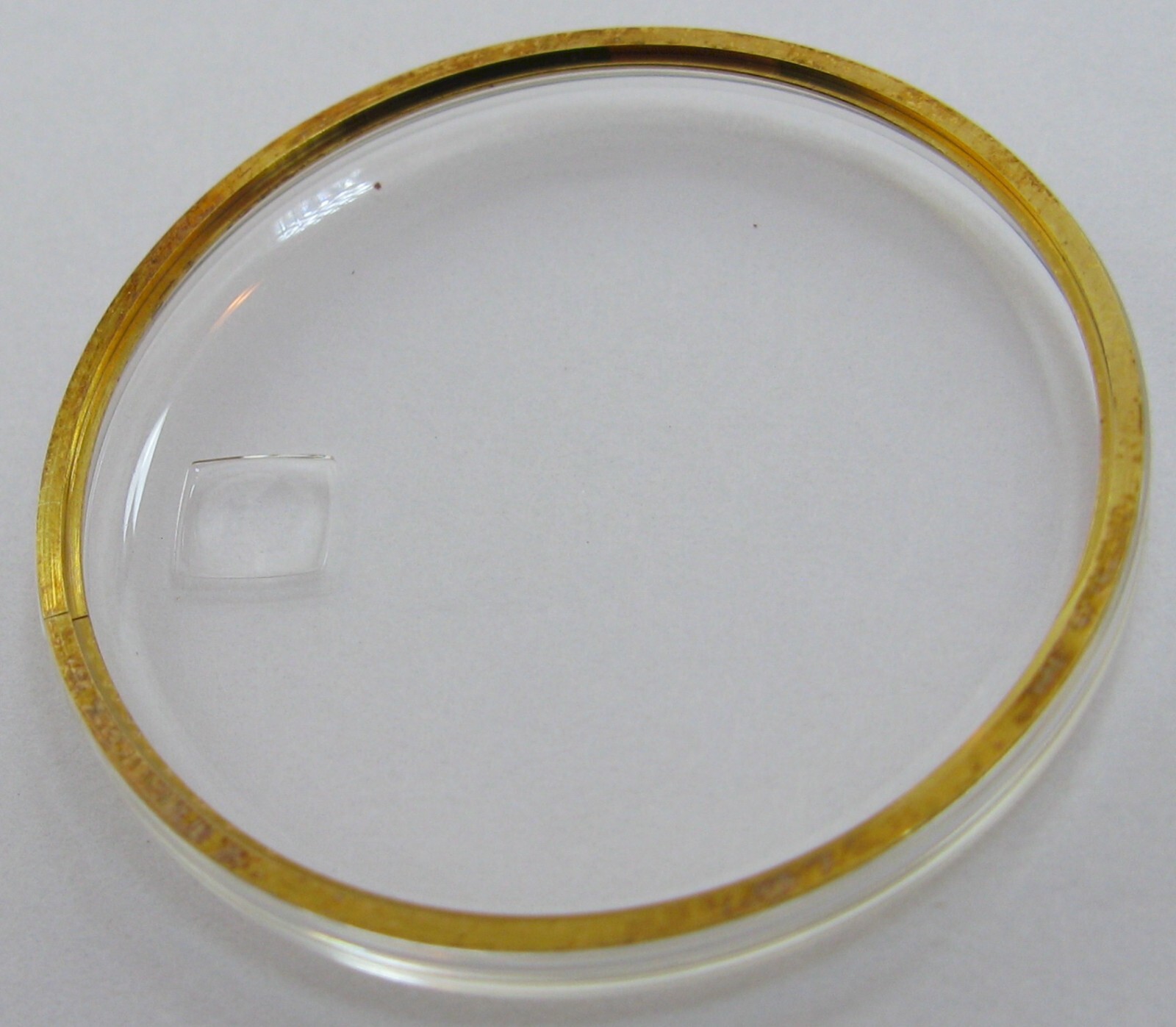 Omega Watch Crystal Acrylic with loupe MIS 2153 32.9 mm yellow gold tension ring