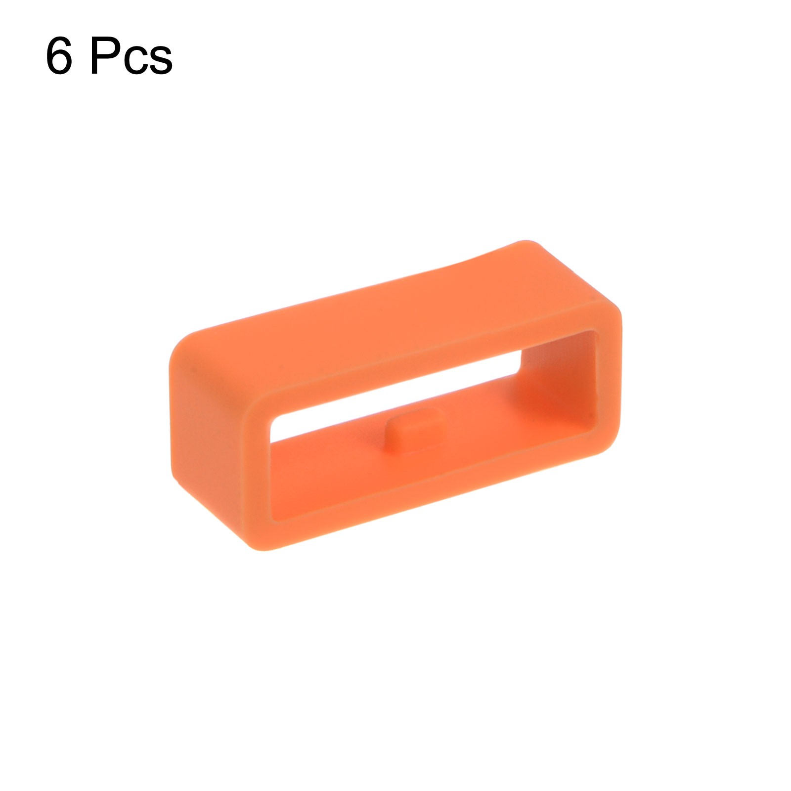 6pcs Watch Strap Circle Fixing Circle 16mm Rubber, Orange