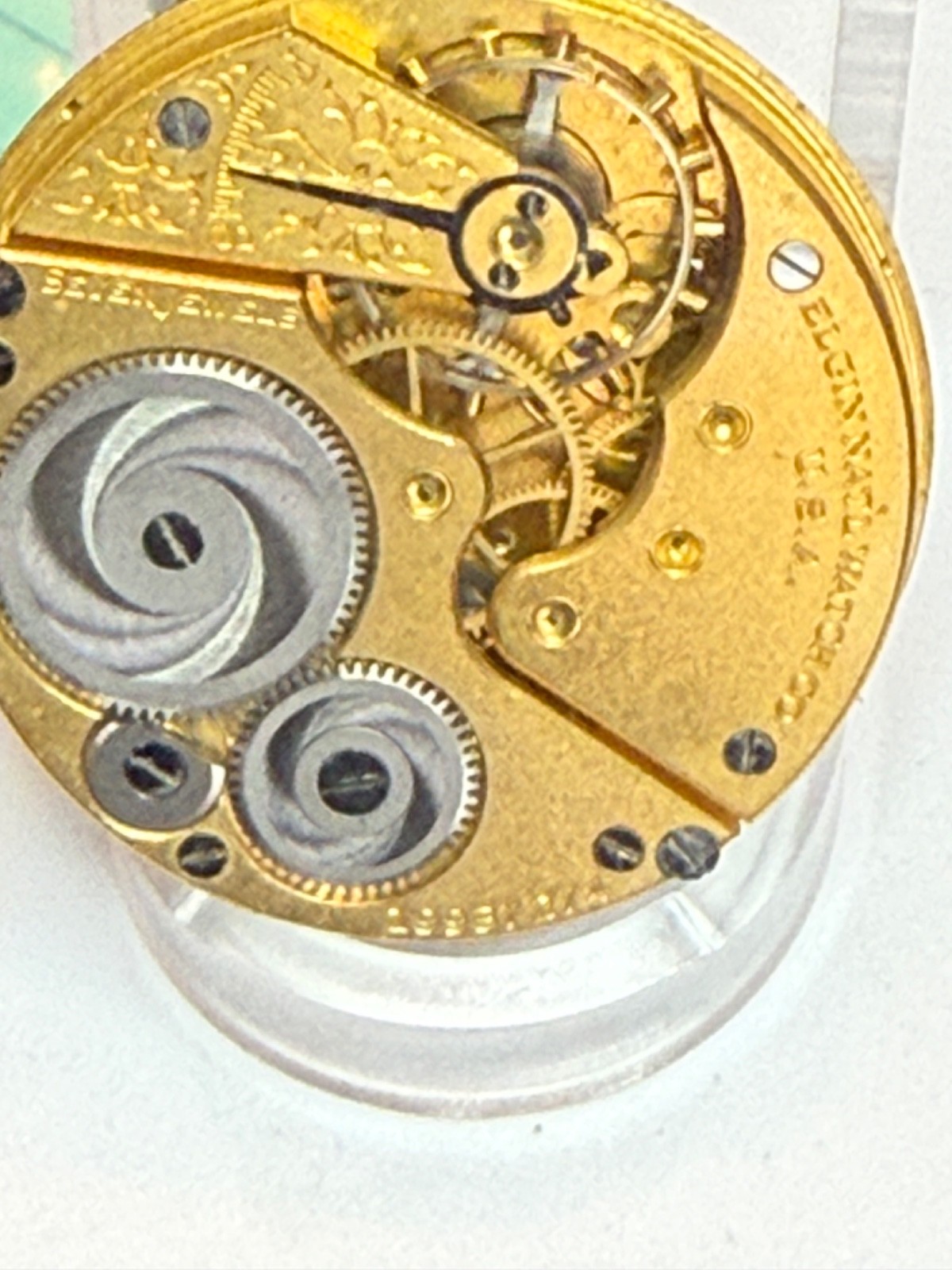 For Parts or Project, Elgin Pocket Watch Movement, A. Saunders Dial, Circa 1917