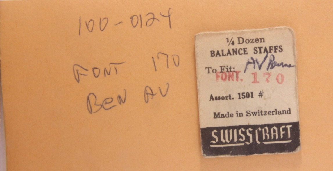 Swiss Watch Balance Staff Font model 170 Ben AV Bestfit # 100/124
