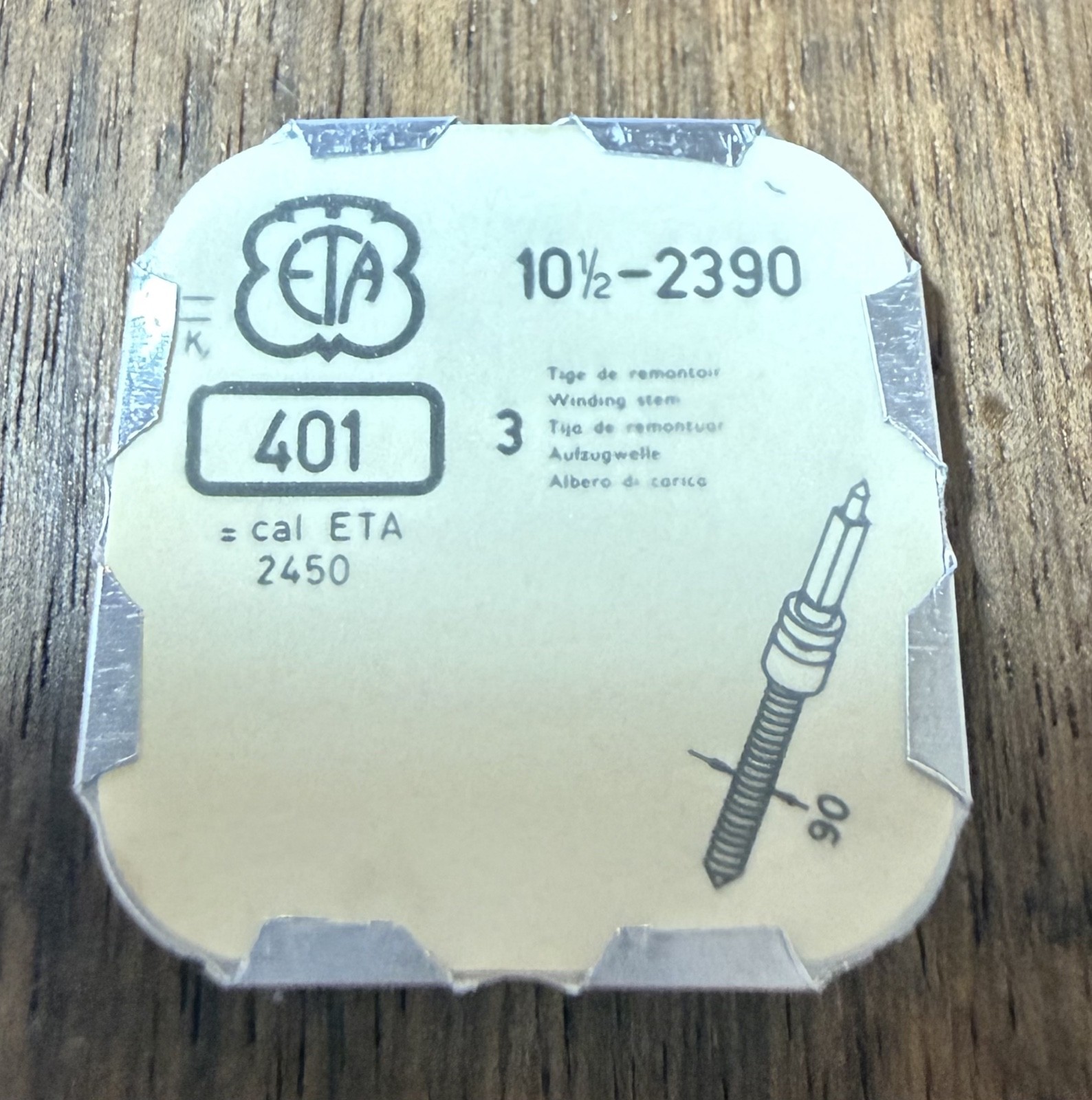 Lot of 3 NOS ETA 2390 – 2450 watch movement part 401 winding stem