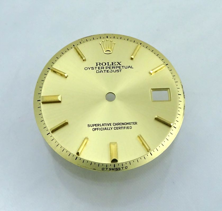 18k Engine turned Rolex Datejust Non Quick Champagne Watch Dial Part 1601