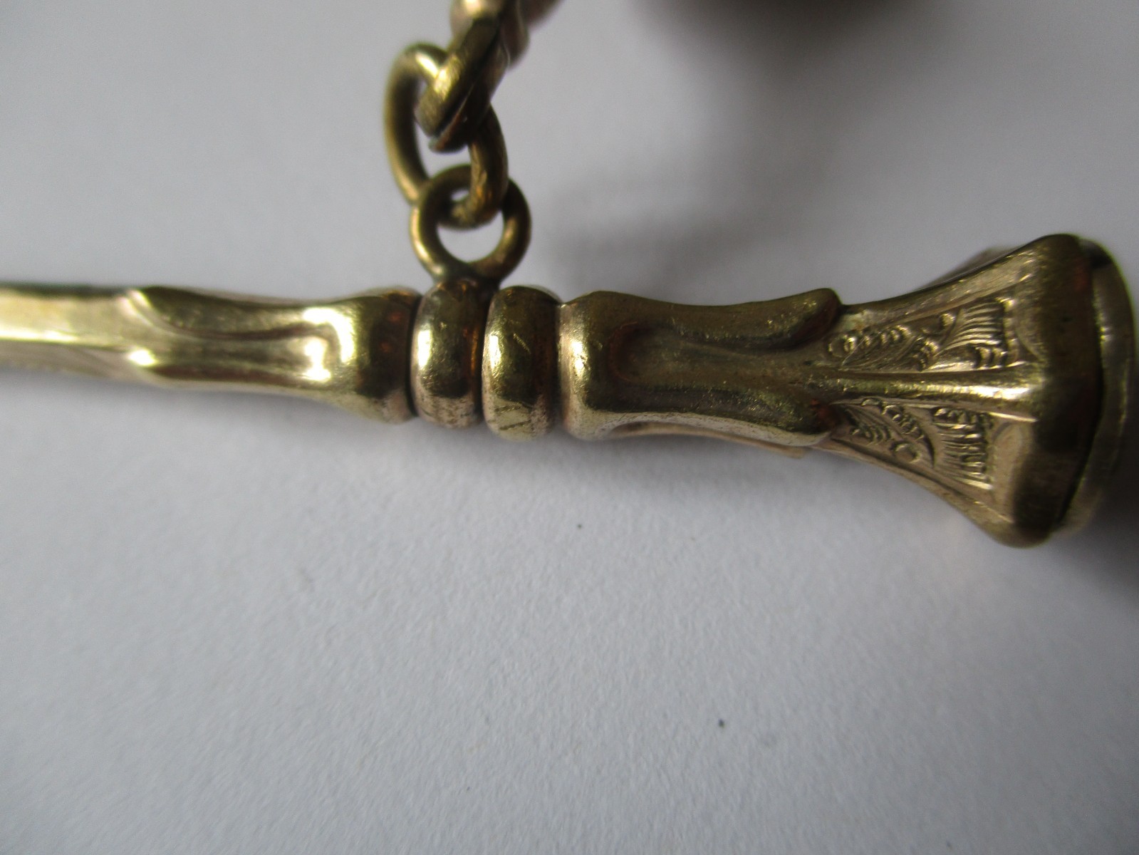 Victorian hairwork Albertina pocket watch chain & winder – mourning jewellery