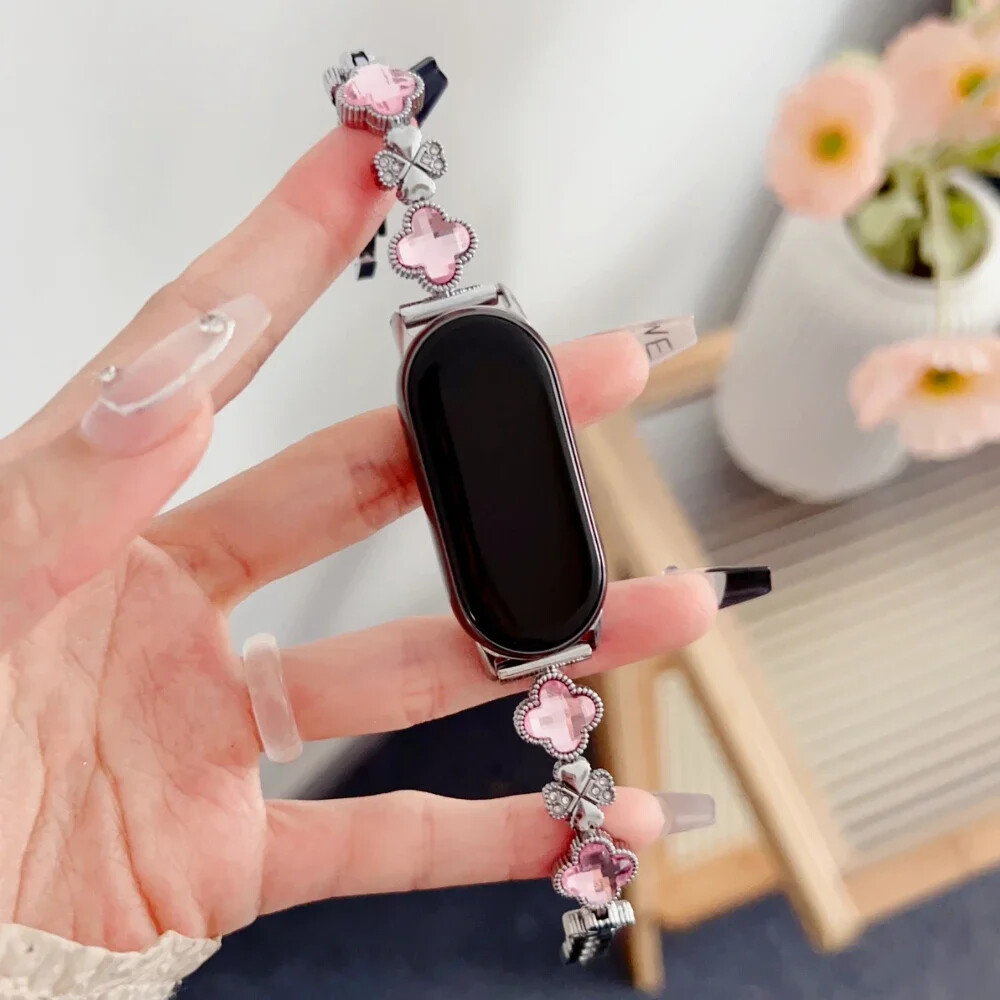Gem Clover Diamond Metal Bracelet For Xiaomi Mi9 9 8 Pro Band Strap Replacement