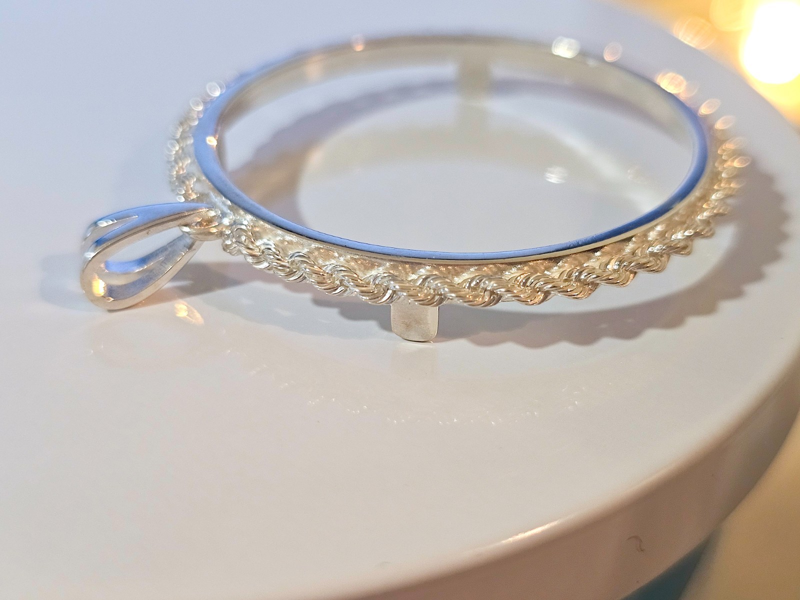 925 Sterling Silver Rope Edge Bezel for 38mm 1 Dollar Coins