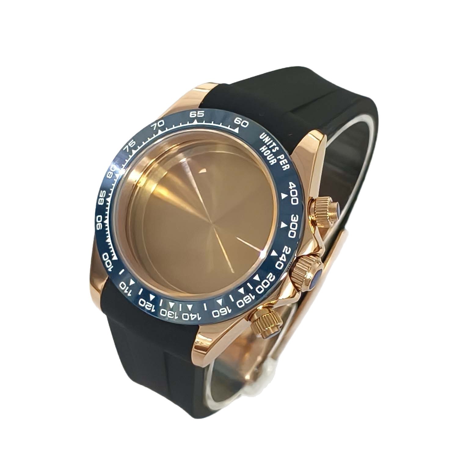39mm Rose Gold Plated Case For VK63 Quartz Movement Chronograph Watch