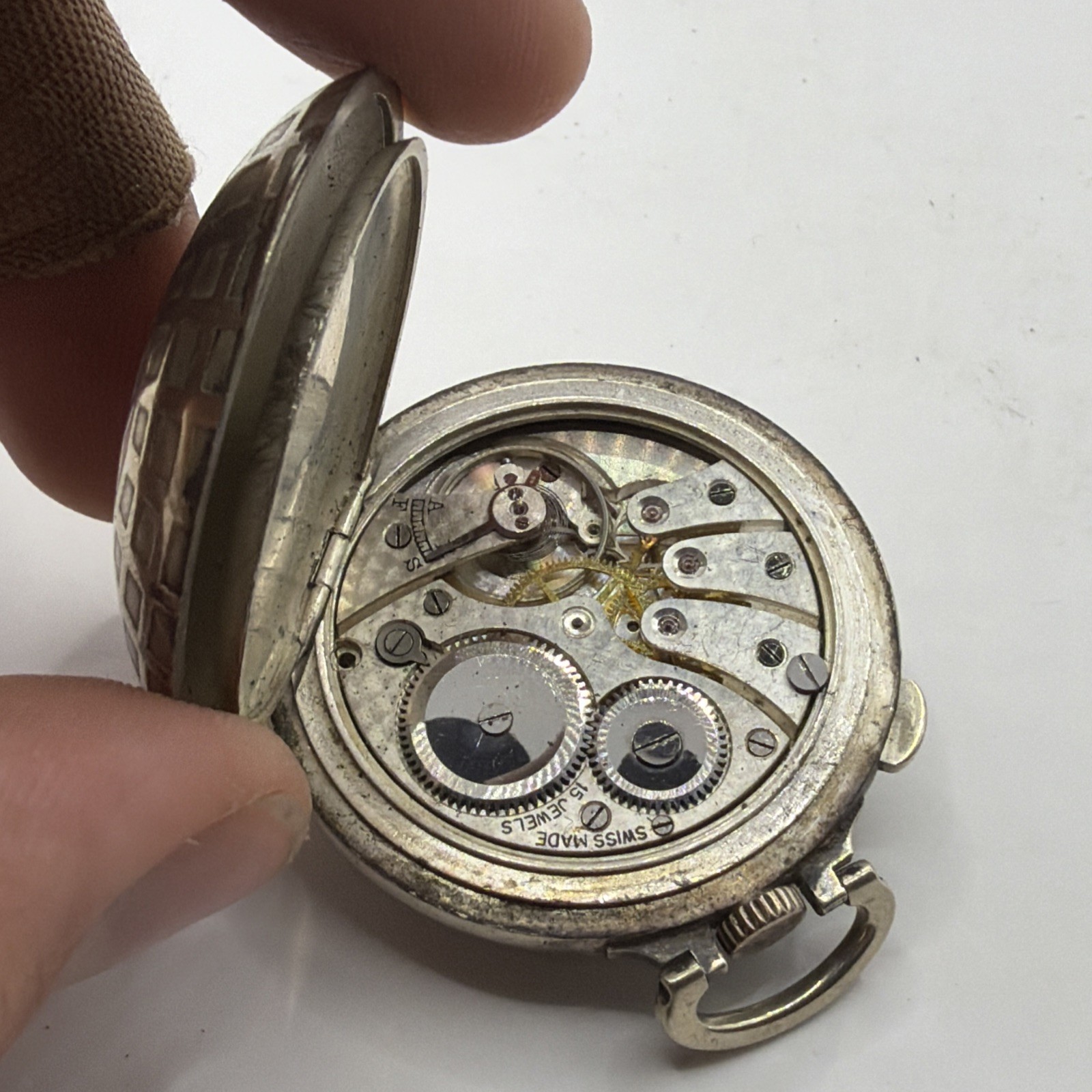 Antique Brevet USA Military Golf Ball Trench Pocket Watch Running 15 Jewels