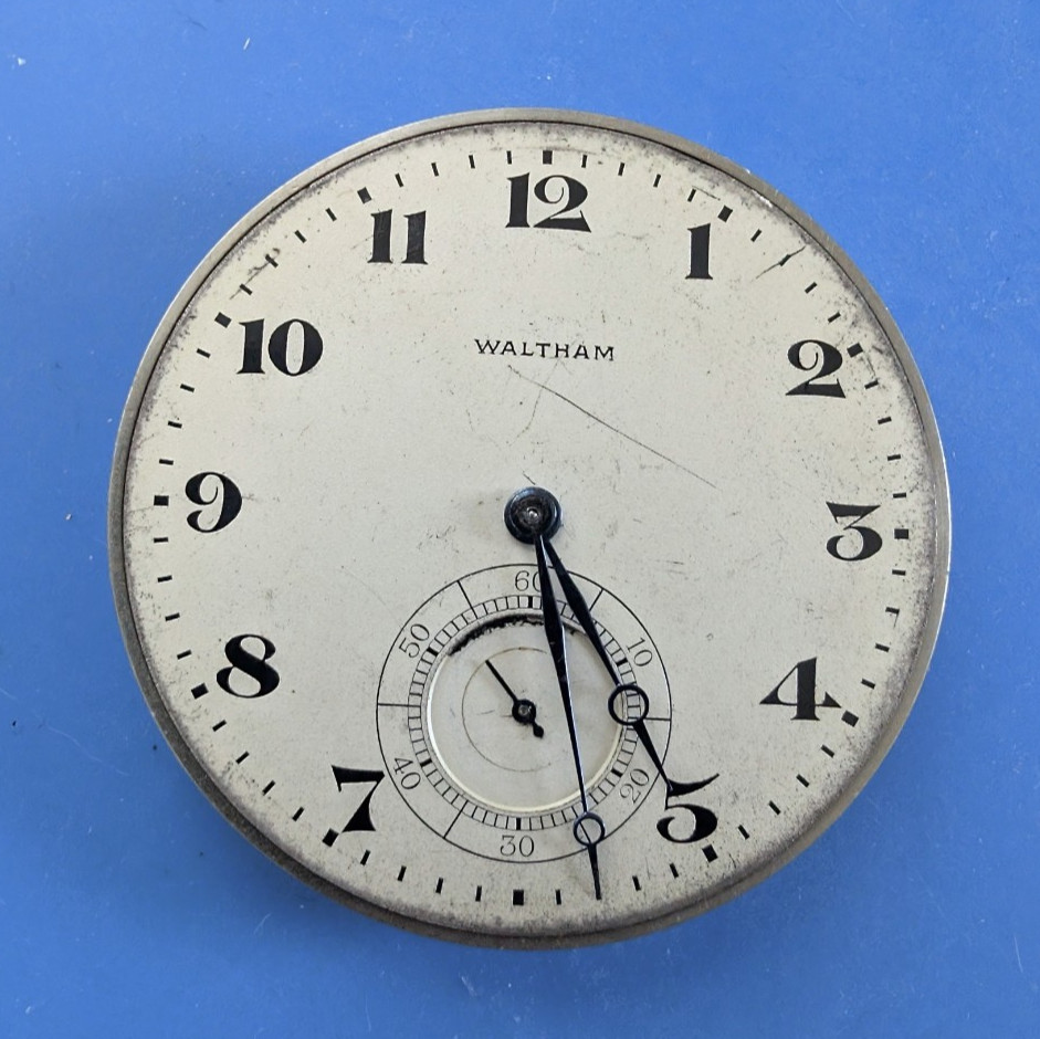 VINTAGE 14 SIZE WALTHAM GRADE ROYAL POCKET WATCH MOVEMENT RUNNING