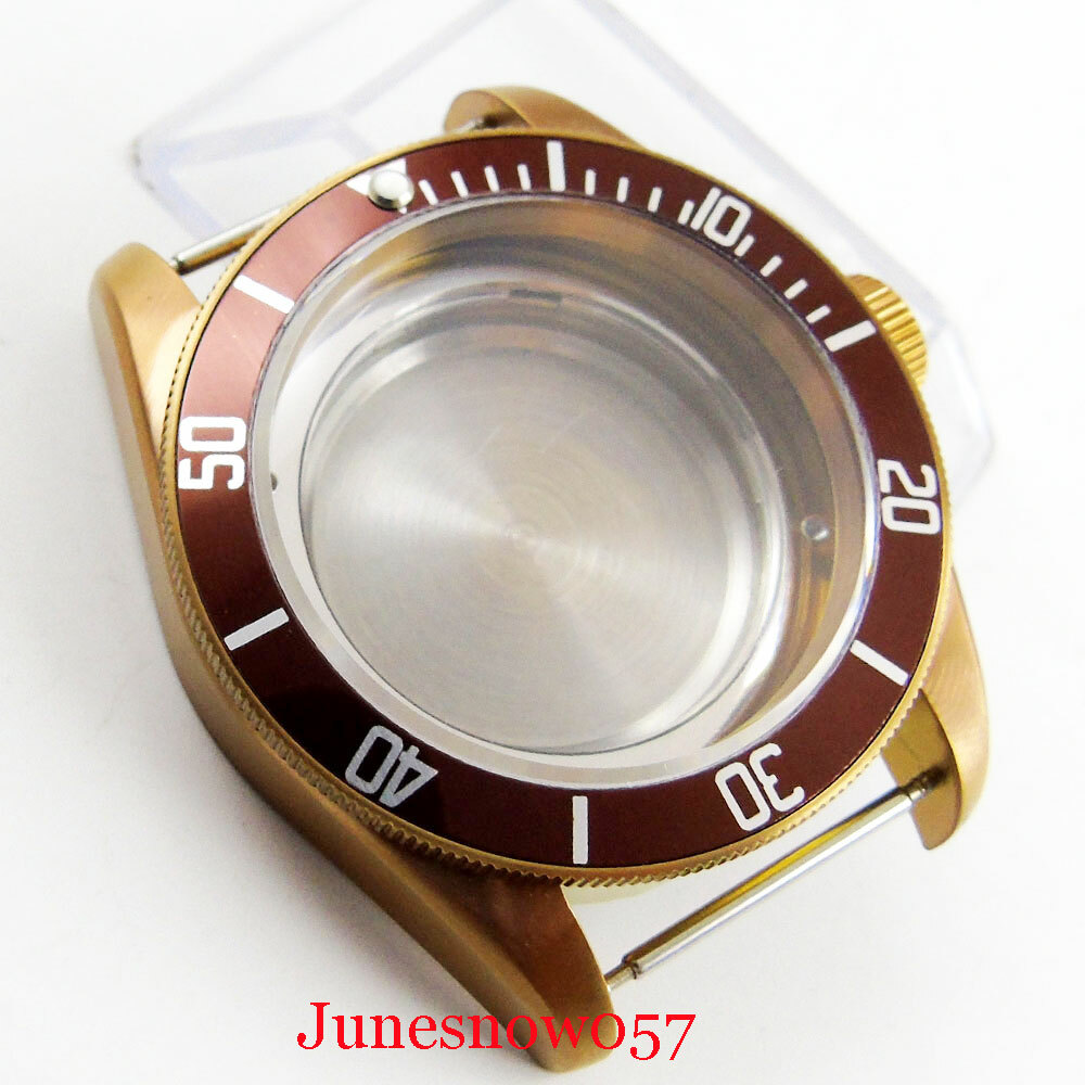 Fit ETA 2836 MIYOTA 8215 41mm Sapphire Glass Bronzed Watch Case Coffee Dial
