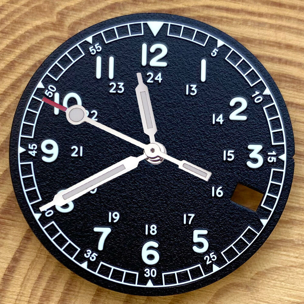 Vintage 29mm Watch Dial for NH35 Movement Black White Green Lume 3.8 Date Window