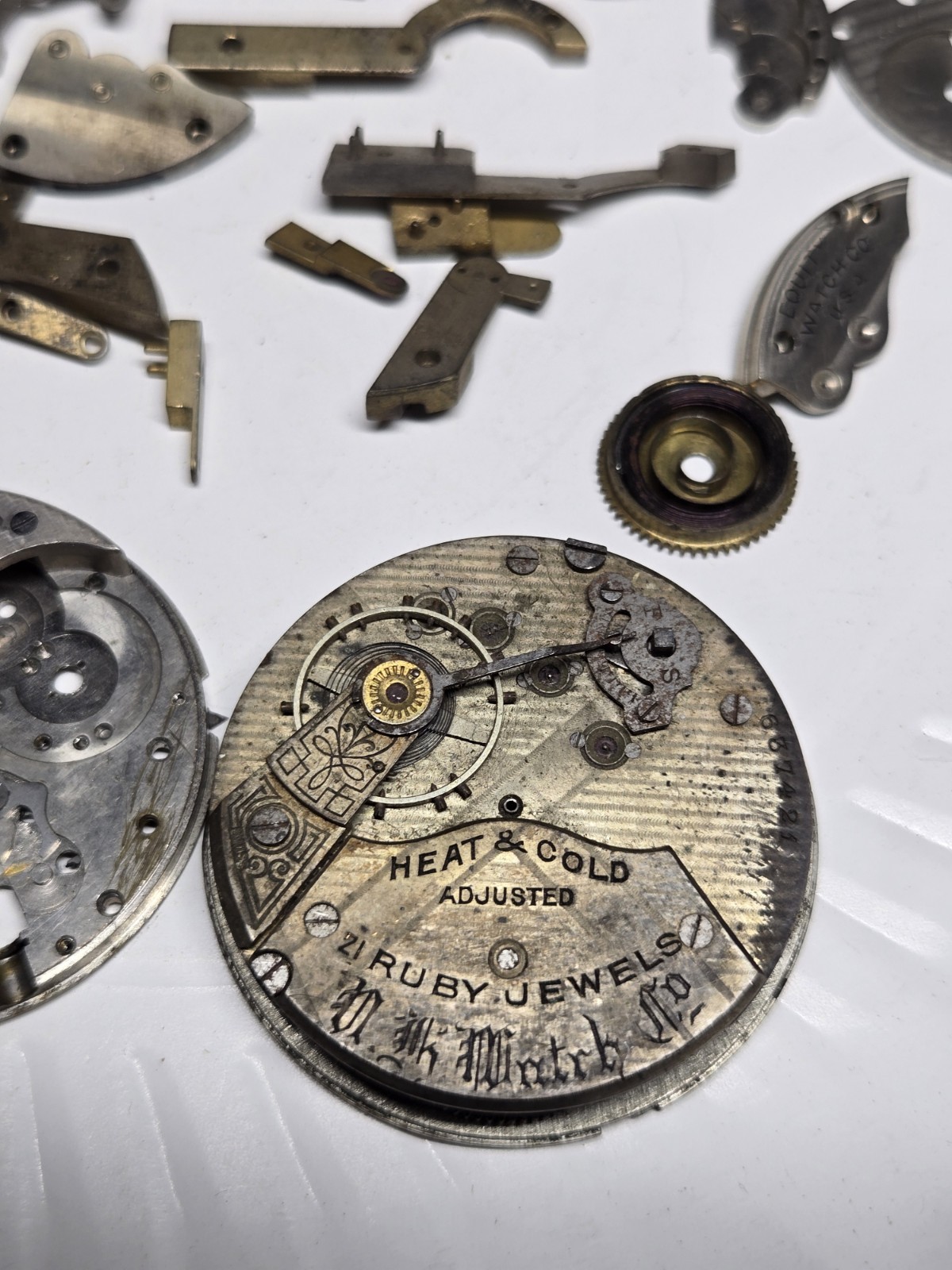 Pocket watch movement parts lot watchmaker estate vtg elgin illinois waltham