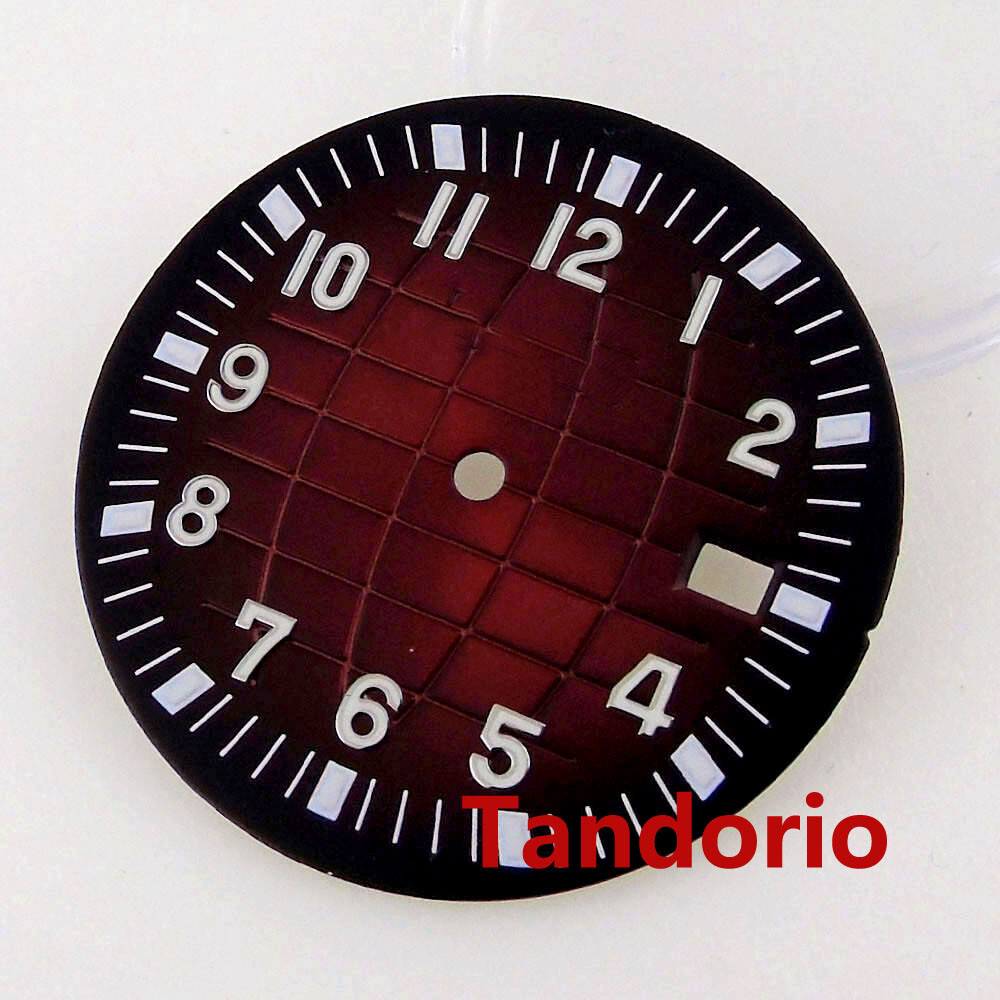 32.9mm Grid Green/Red Dial Fit NH35 NH36 7s26 Movement Green Luminous Index Date