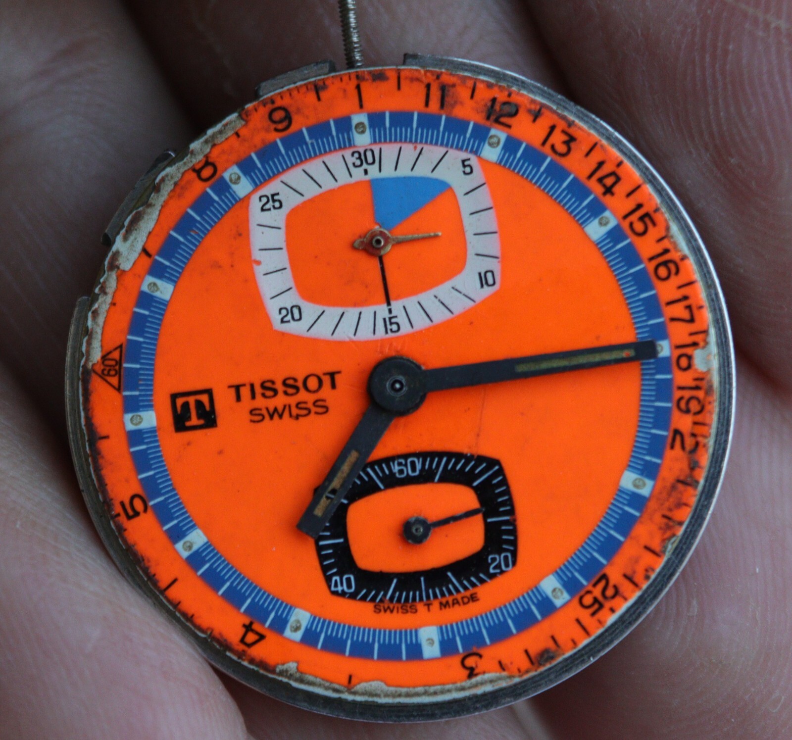 VINTAGE TISSOT SIDERAL CHRONOGRAPH WATCH DIAL MOVEMENT WORKING CAL 872 LEMANIA