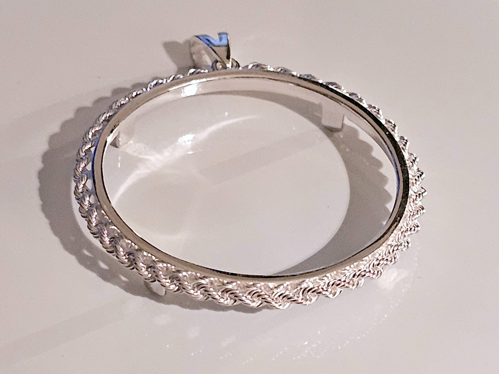 925 Sterling Silver Rope Edge Bezel for 38mm 1 Dollar Coins