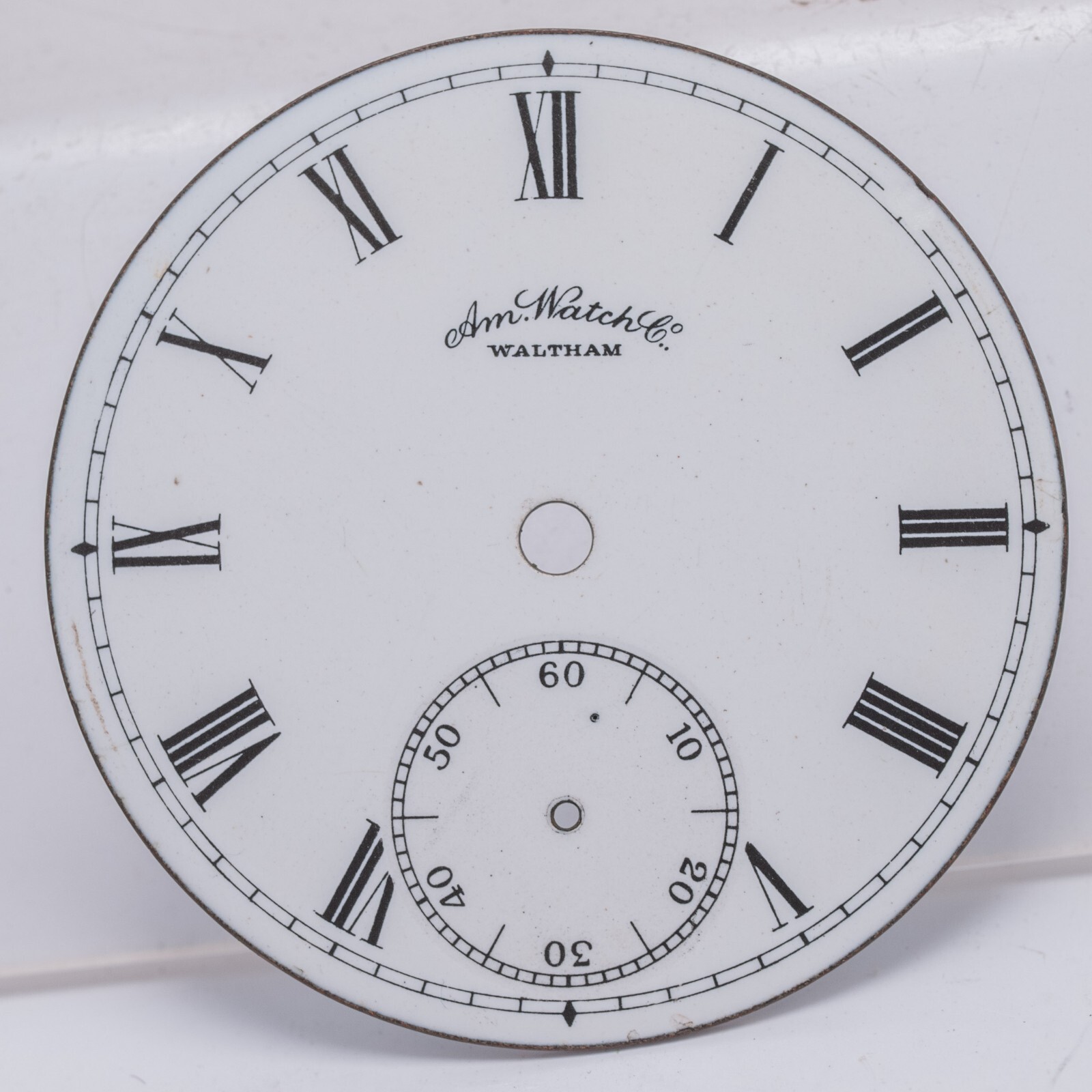 Am. Waltham 18s Roman Numeral Enamel Pocket Watch Dial 45.9mm Mod 1857 1859
