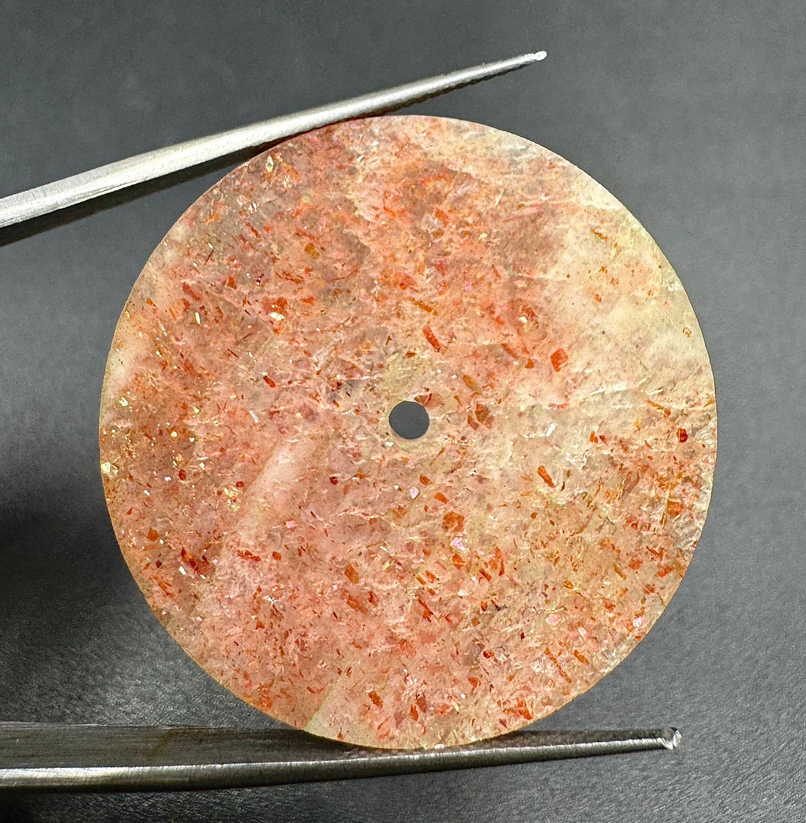 Natural sunstone Watch Dial: 33 mm One Sided Polished stone Round Disk gmc 1102w