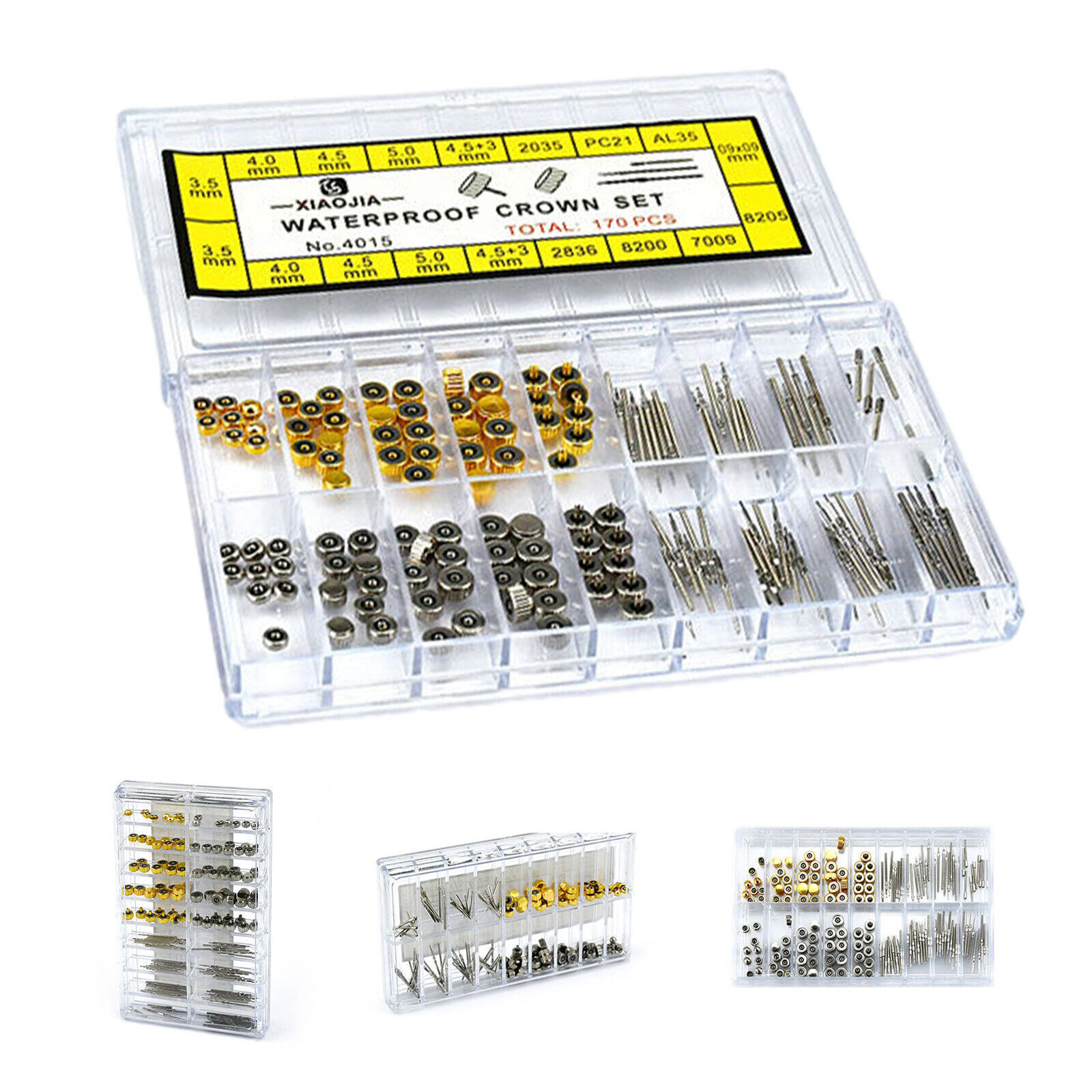 170Pcs Different Sizes Mixed Watch Stem Crown Repair Parts Assortment Set HOT