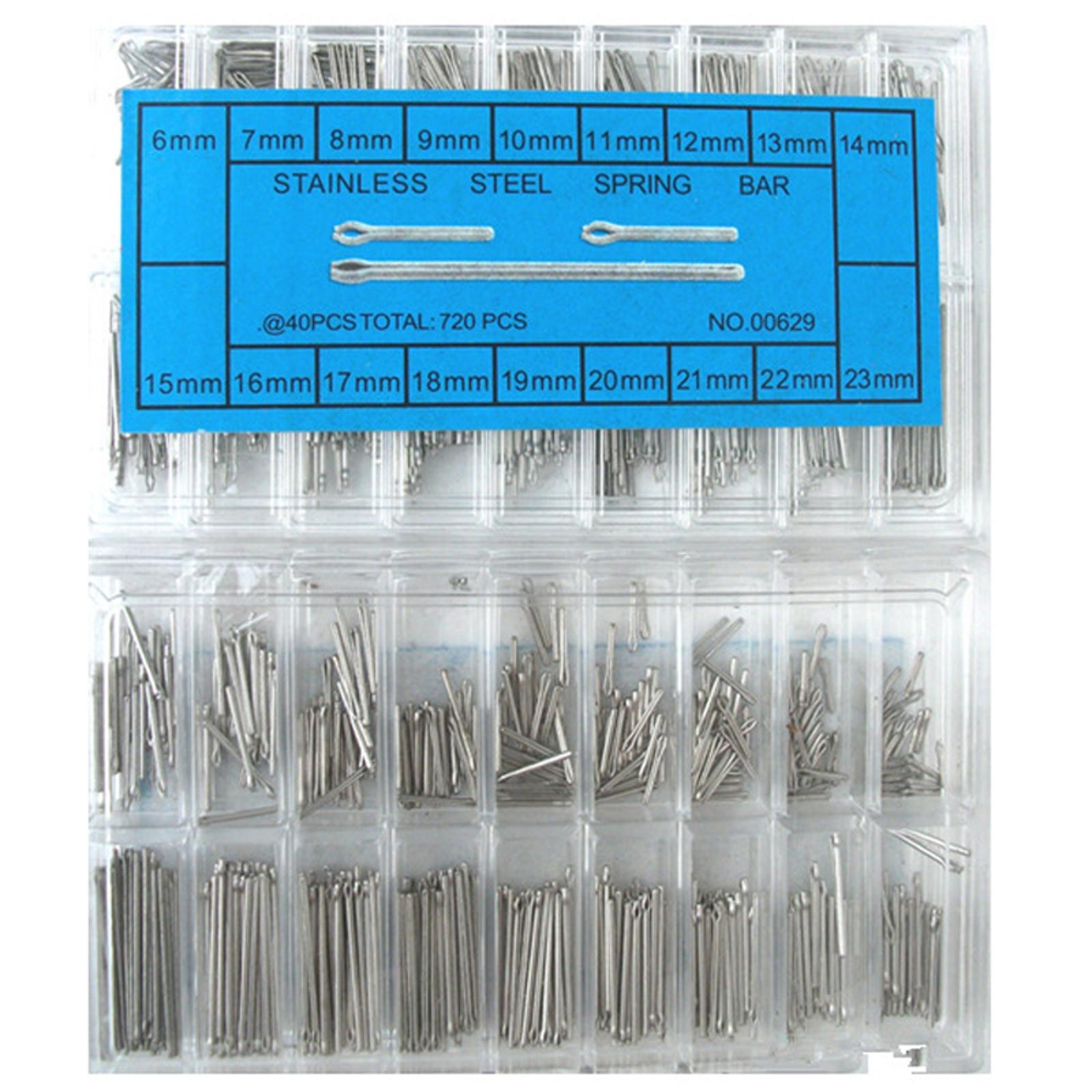 360Pcs 6-23mm Assorted Stainless Steel Watch Band Link Cotter Pin 0.9mm Bar Box