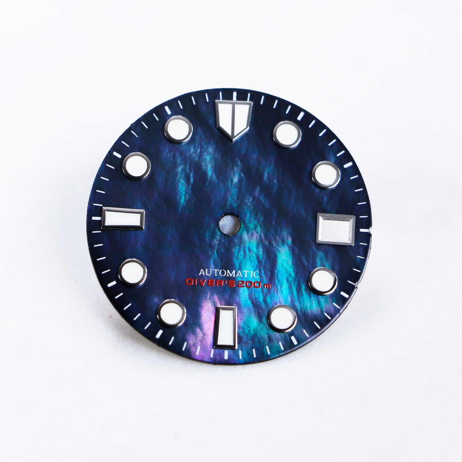 DS Shell MOP NH35 36 Dial Diving Blue Lume 28.5mm Seiko MOD Movement Custom Text