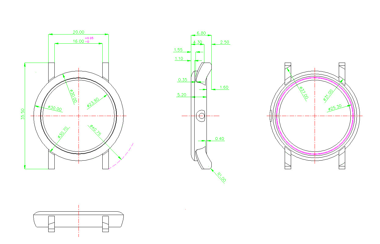 30mm glass Silver Watch Case back cover waterproof ring for GL22 Movement