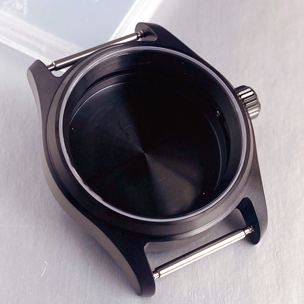 PVD Matte Black 36mm/39mm Pilot Watch Case Sapphire Fit NH35 NH36 PT5000 ETA2824
