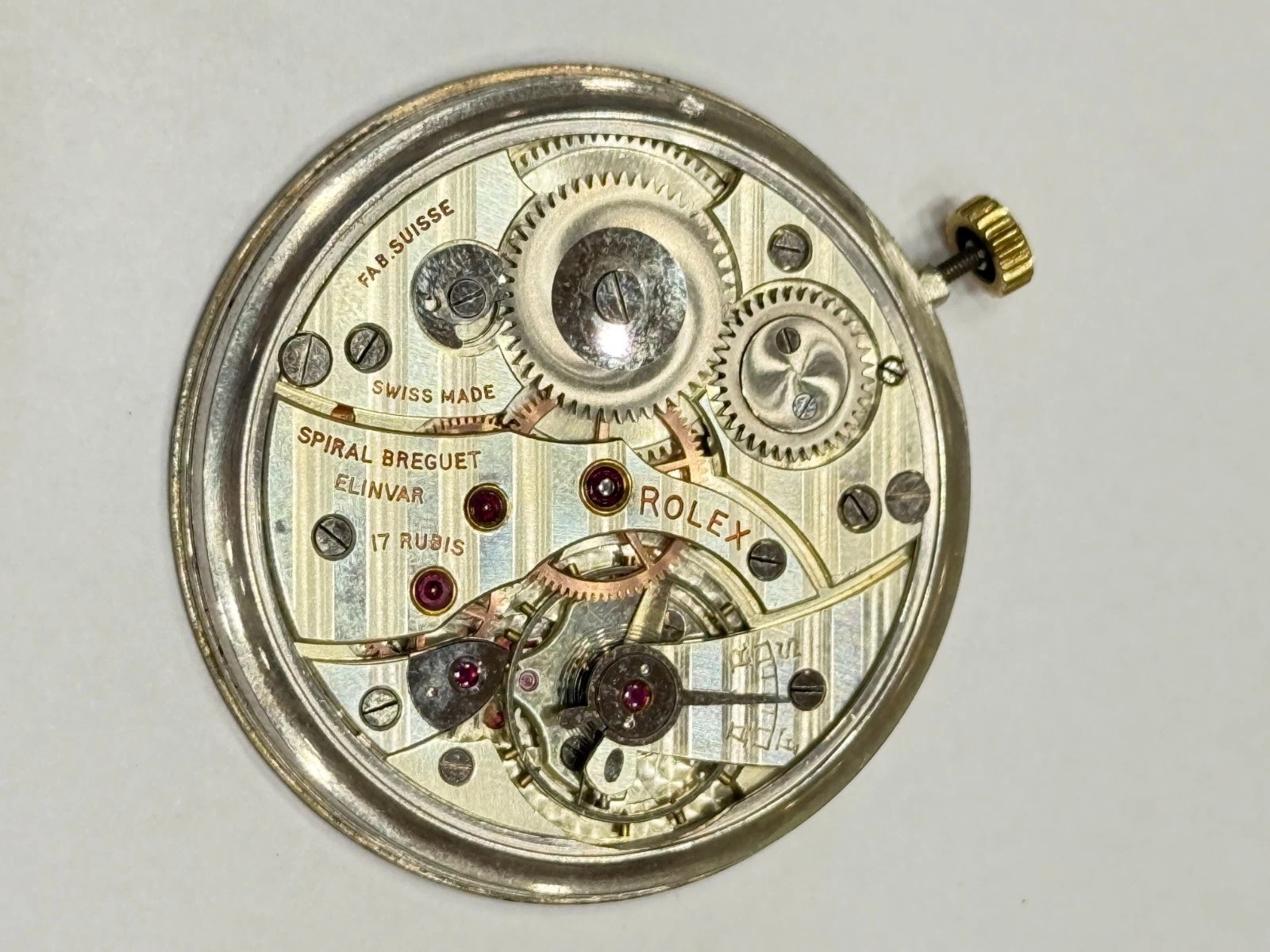 Rolex Pocket Watch Movement Manual Swiss Made Spiral Breguet Running