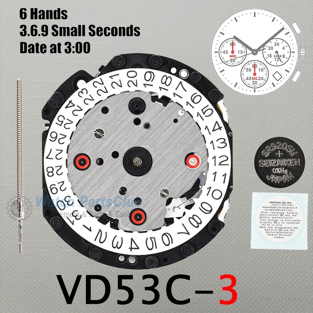 JAPAN VD SERIES VD53C VD53-Watch Movement Quartz electron Movement replacement