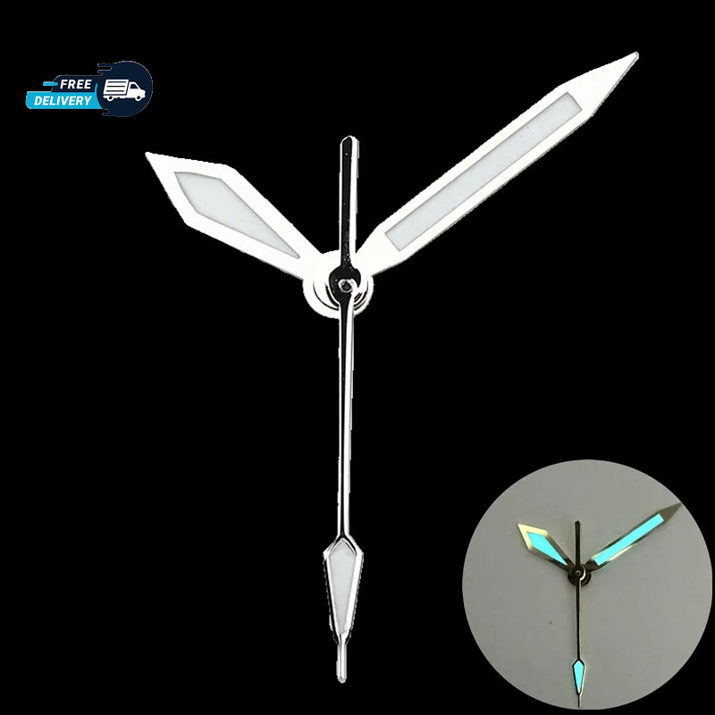 Polished Watch Hands C3 BGW9 Green Blue Lume For NH35 NH36 Movement Mod Parts