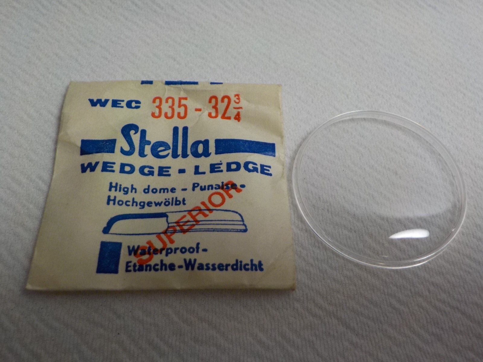 STELLA ROUND WATCH CRYSTAL WATCHMAKER REPLACEMENT PART 335 32 3/4 WEC #206