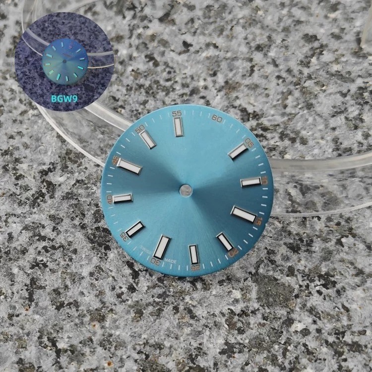 28.5mm Blue Sunburst Dial BGW9 Lume Stick Indices Fit Auto Mod