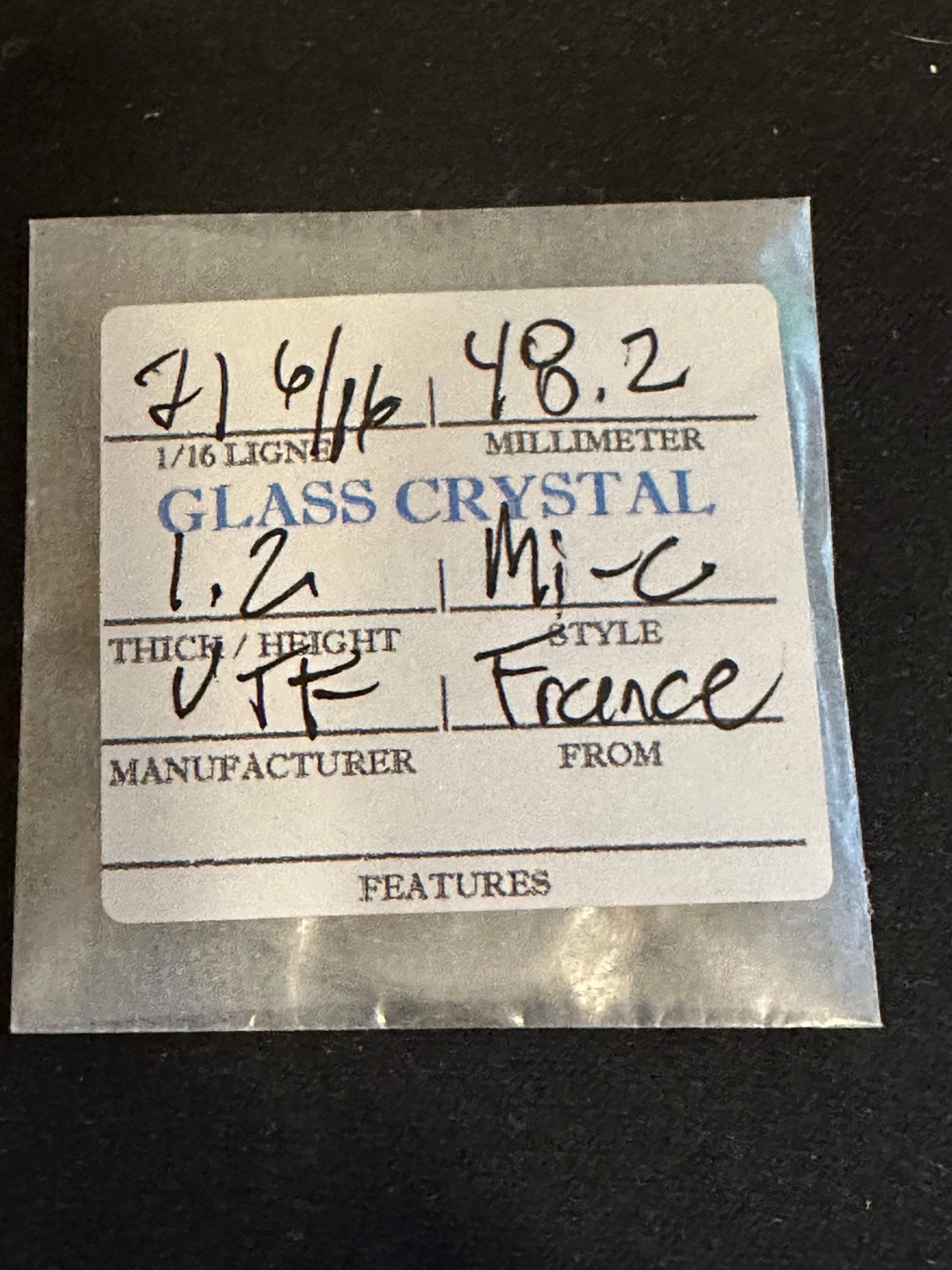 VTF Vintage Glass Pocket Watch Crystal 21-6/16 (~48.2mm) – NOS