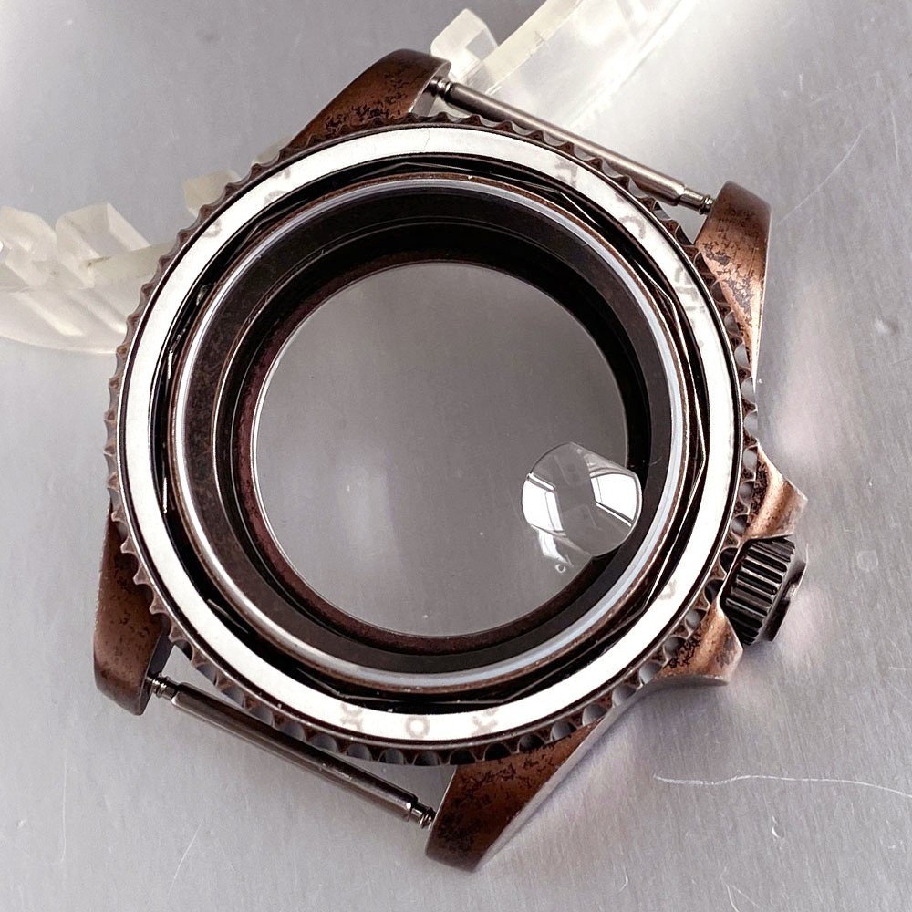 40mm Sapphire Watch Case Copper Plated fit NH34 NH35 NH36 2824 120 click bezel