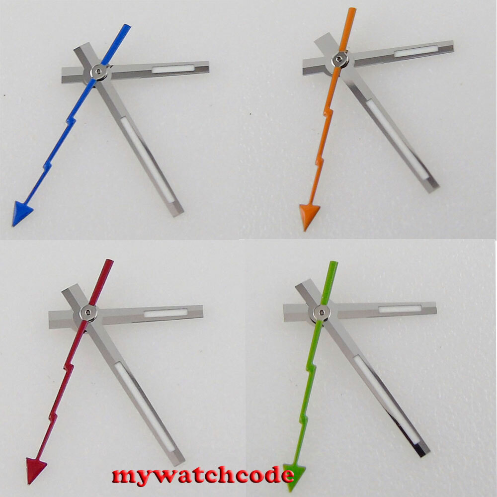 red blue orange hand silver edge white watch Hand fit NH35 NH36 7s26 ETA 2824