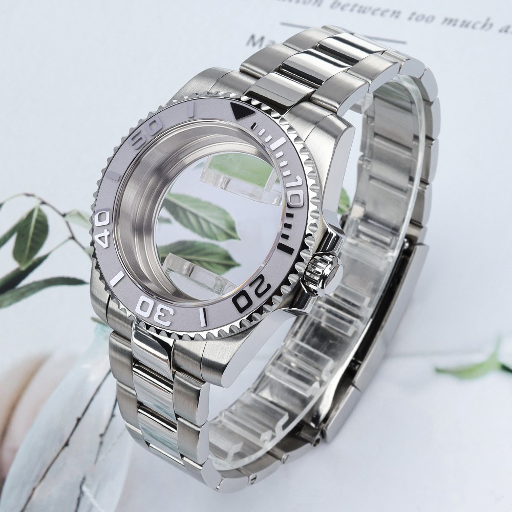 40mm Date Watch Case+Steel Strap explorer Ceramic Cyclop For Seiko NH35 ETA 2824
