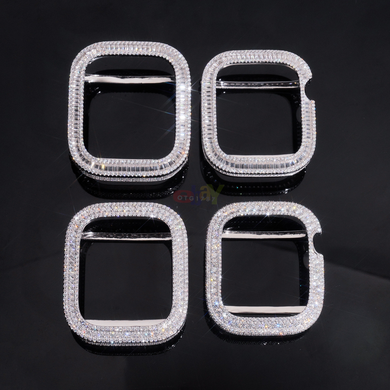Fully Iced VVS1 D Moissanite Smart Watch Bezel Case 38-49mm 925s Passes Tester!
