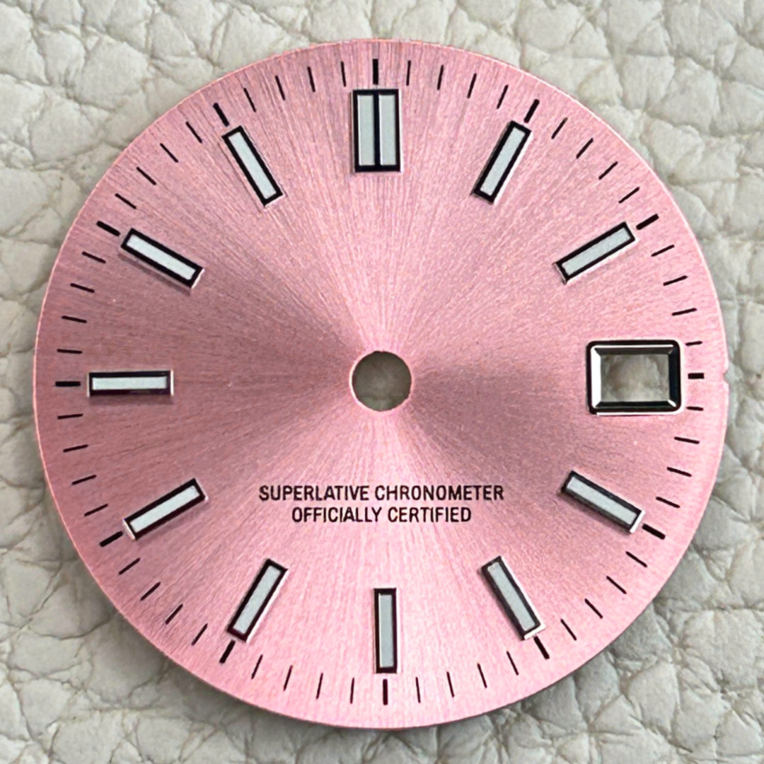 29mm Pink Watch Mod Dial Fit NH35A NH36A Automatic Movement Date Luminous