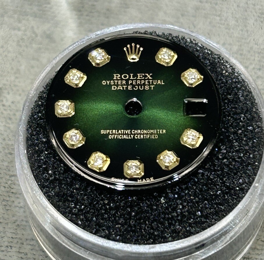 Rolex Ladies Datejust/President Custom Green Vignette Diamond Dial For 26mm