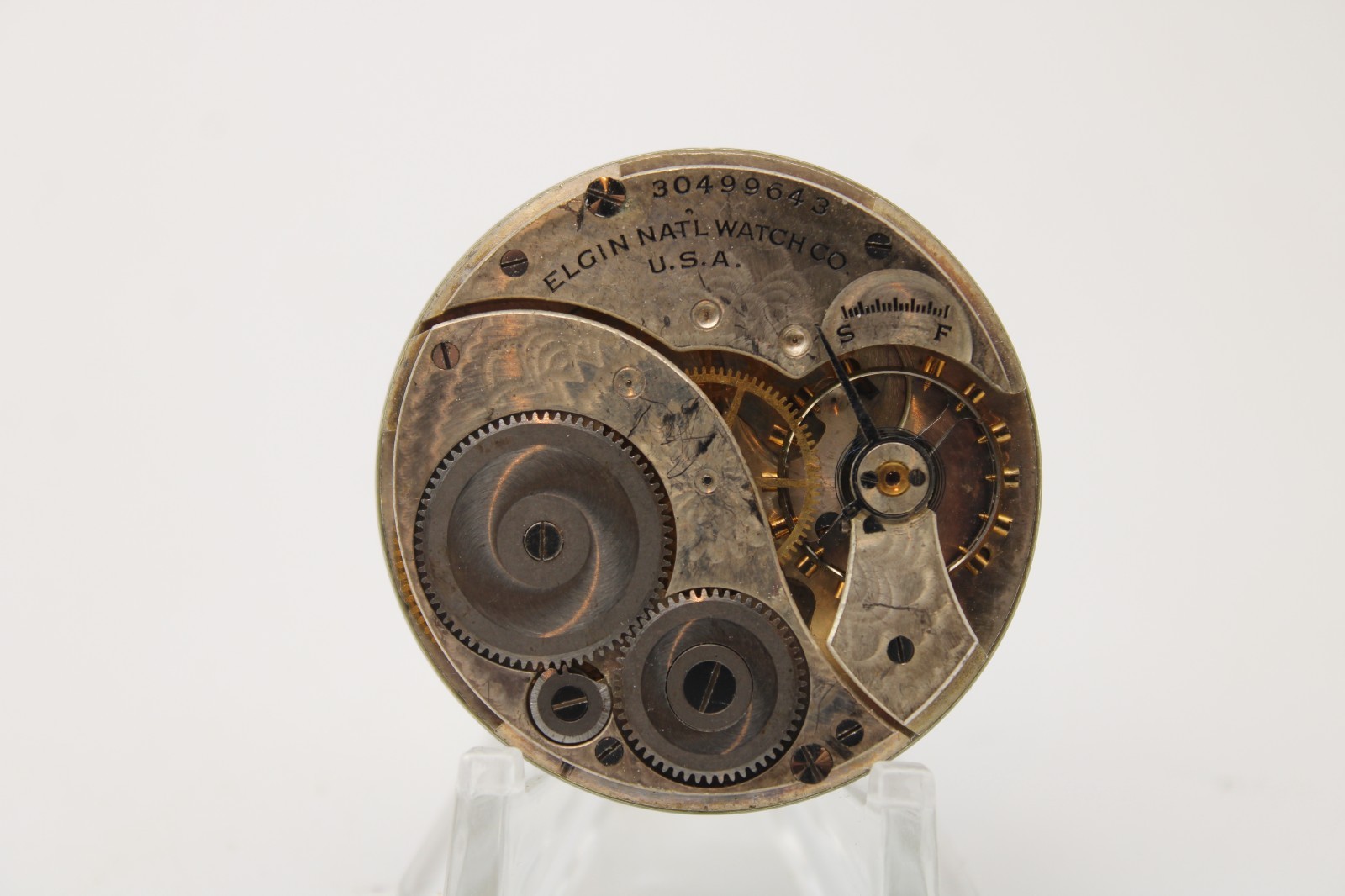1928 ELGIN POCKET WATCH MOVEMENT 30499643 GRADE 303 12s 7j (FO2)