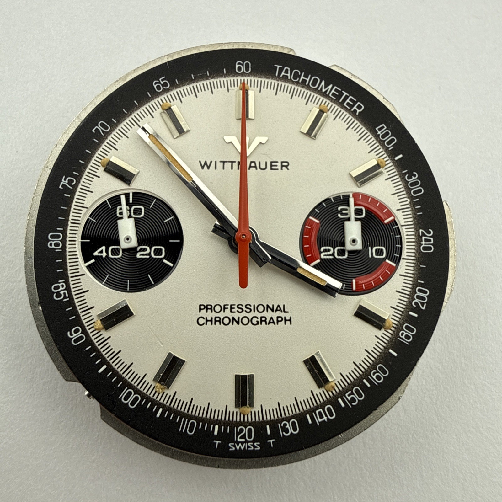 Wittnauer 14A chronograph Valjoux 7733 Watch Movement 17j W/ Dial & Hands NOS
