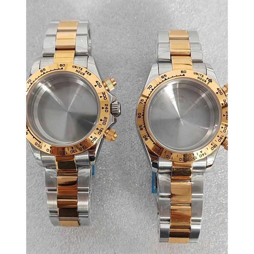 39MM 316L Steel Watch Case + Watch Strap Sapphire Glass for VK63 Quartz Movement