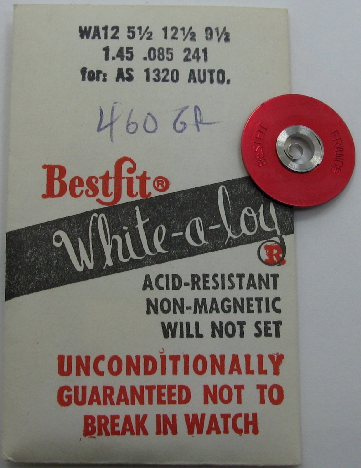 AS 1320 … automatic watch parts mainspring #771 / white alloy