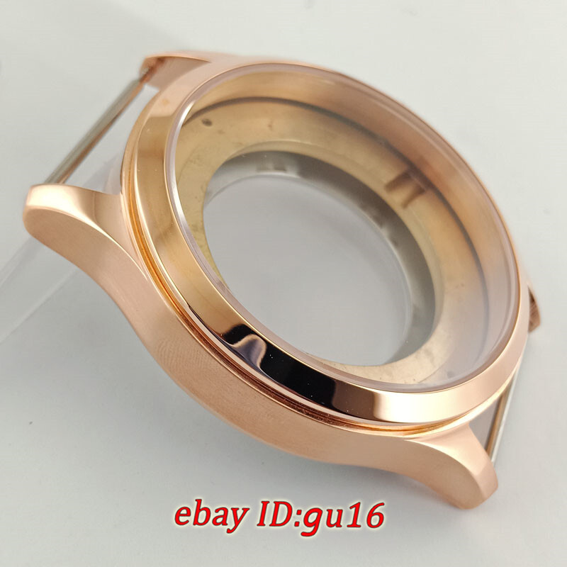 42mm Rose Gold Steel Watch Case Fit ETA 2836,Mingzhu/DG2813,Miyota 82 Series
